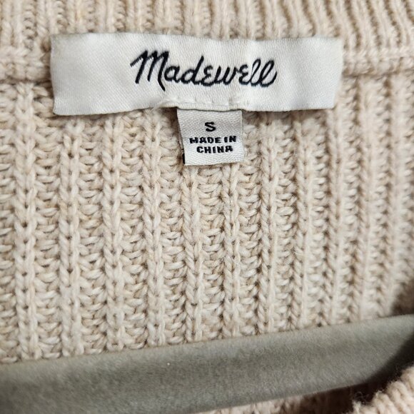 Madewell | Thompson Tan Pocket Knit Crew Sweater Small - Picture 5 of 10